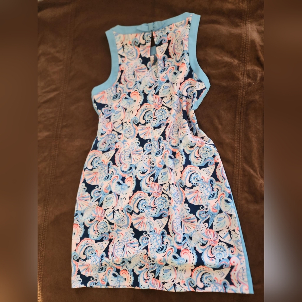 Lilly Pulitzer Women's Blue and Pink Shift Dress - Picture 4 of 6